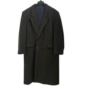 Roberto Vasalli Men Wool Cashmere Double Breasted Overcoat 42 Army Olive Green